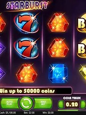 Starburst slot in Dazard free play demo mode